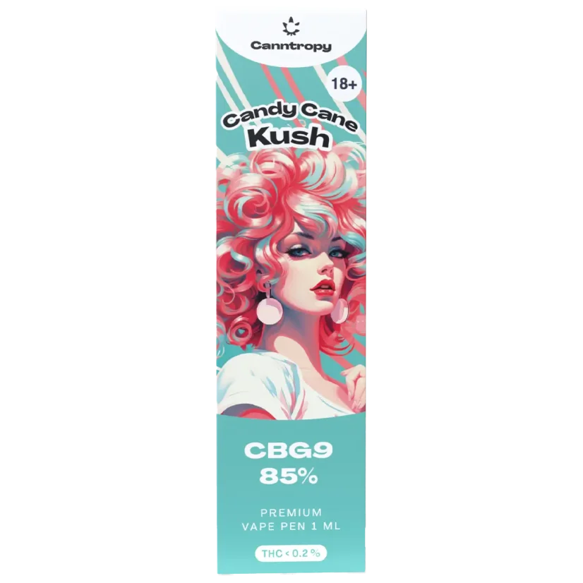 Canntropy CBG9 jednorazové vape pero Candy Cane Kush, CBG9 kvalita 85 %, 1 ml