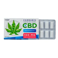 Žvýkačky Euphoria, 100 mg CBD, 12 ks - Máta peprná, 17 g
