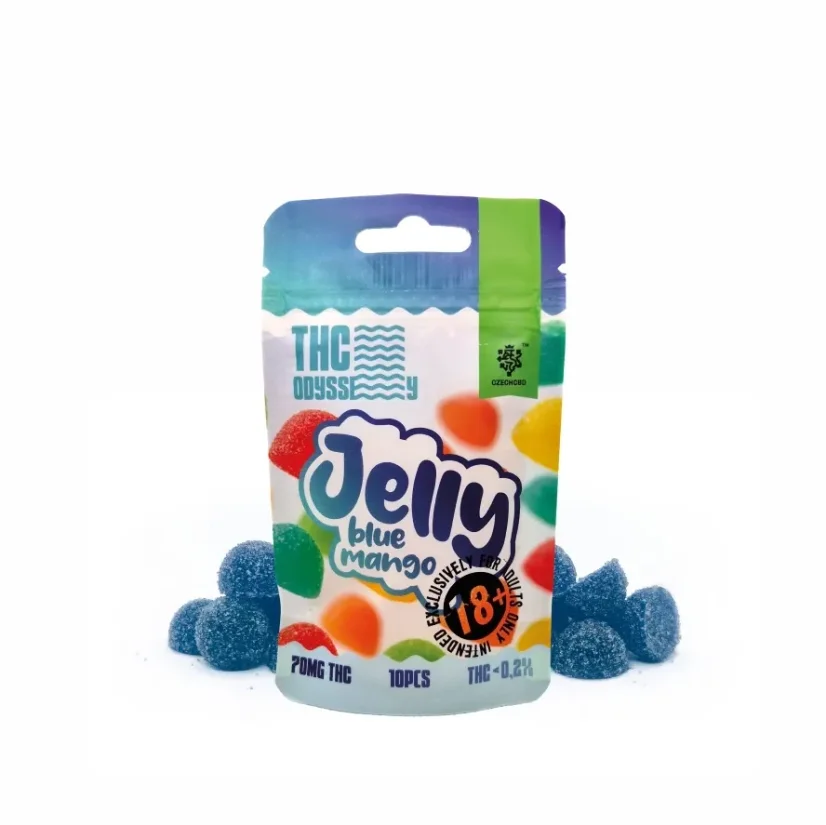 Czech CBD THC Odyssey Jelly Blue Mango, 70 mg THC:tä, 10 kpl