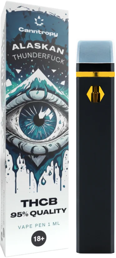 Canntropy THCB Vape Pen za enkratno uporabo Alaskan Thunderfuck, kakovost THCB 95 %, 1 ml