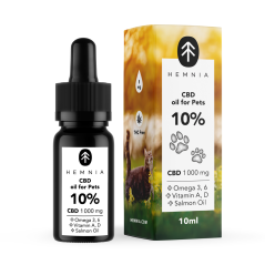 Hemnia CBD lašu eļļā dzīvniekiem - 10% CBD, 1000 mg, 10 ml