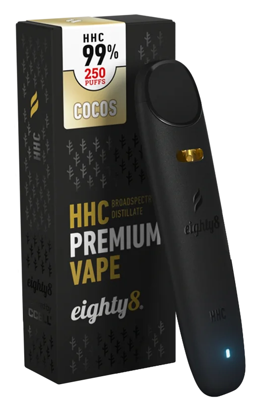 hhc vape cheap Eighty8 Cocos, 99 % HHC, 0,5 ml Flavor:Cherry Blossom Grape Gummy Candy Disposable Vape Uwell Caliburn G4 Pod