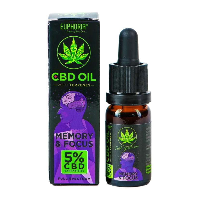 Euphoria CBD olje 5% s terpeni 10 ml, 500 mg - Spomin in fokus