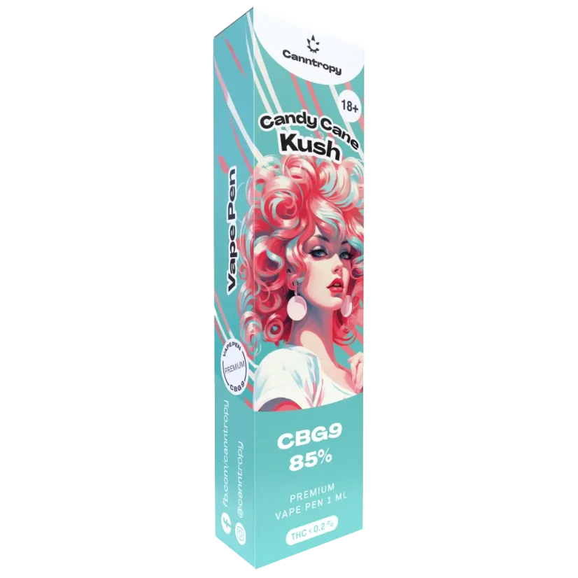 Canntropy CBG9 jednorazové vape pero Candy Cane Kush, CBG9 kvalita 85 %, 1 ml