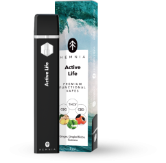 Hemnia Premium Functional THCV, CBG and CBD Vape Pen Active Life - 20 % THCV, 50 % CBG, 25 % CBD, Ginger, Gingko, Guarana, 1ml
