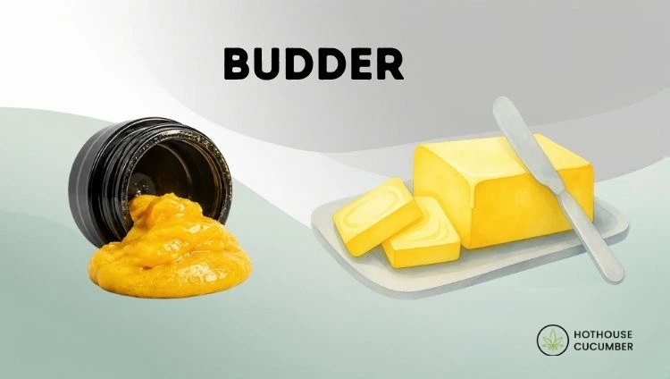 A picture of budder and butter to illustrate the consistency