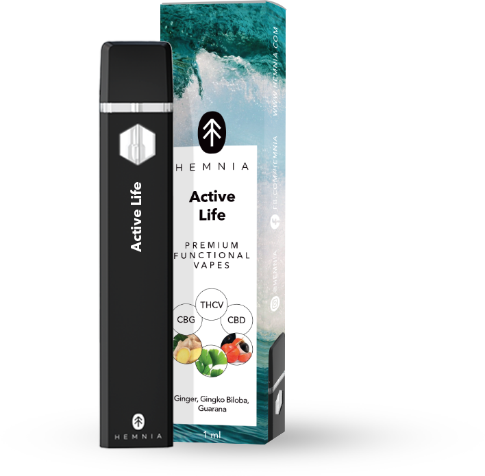 Hemnia Premium THCV, CBG ja CBD höyrystinkynä Active Life